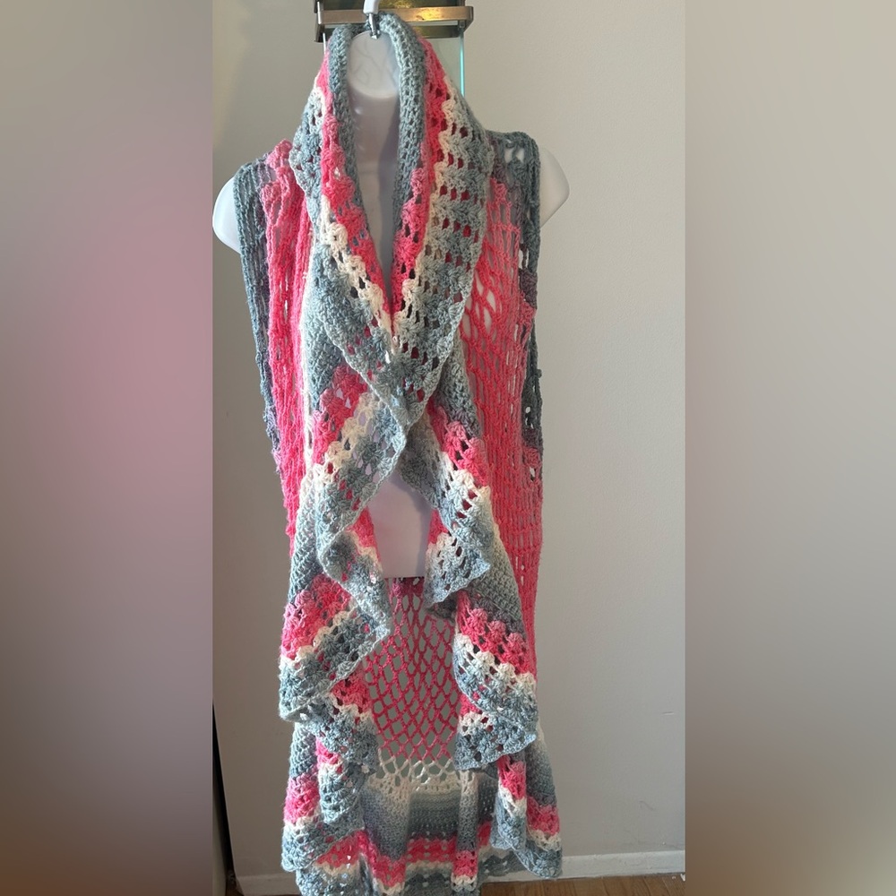 Handmade crochet long vest!
